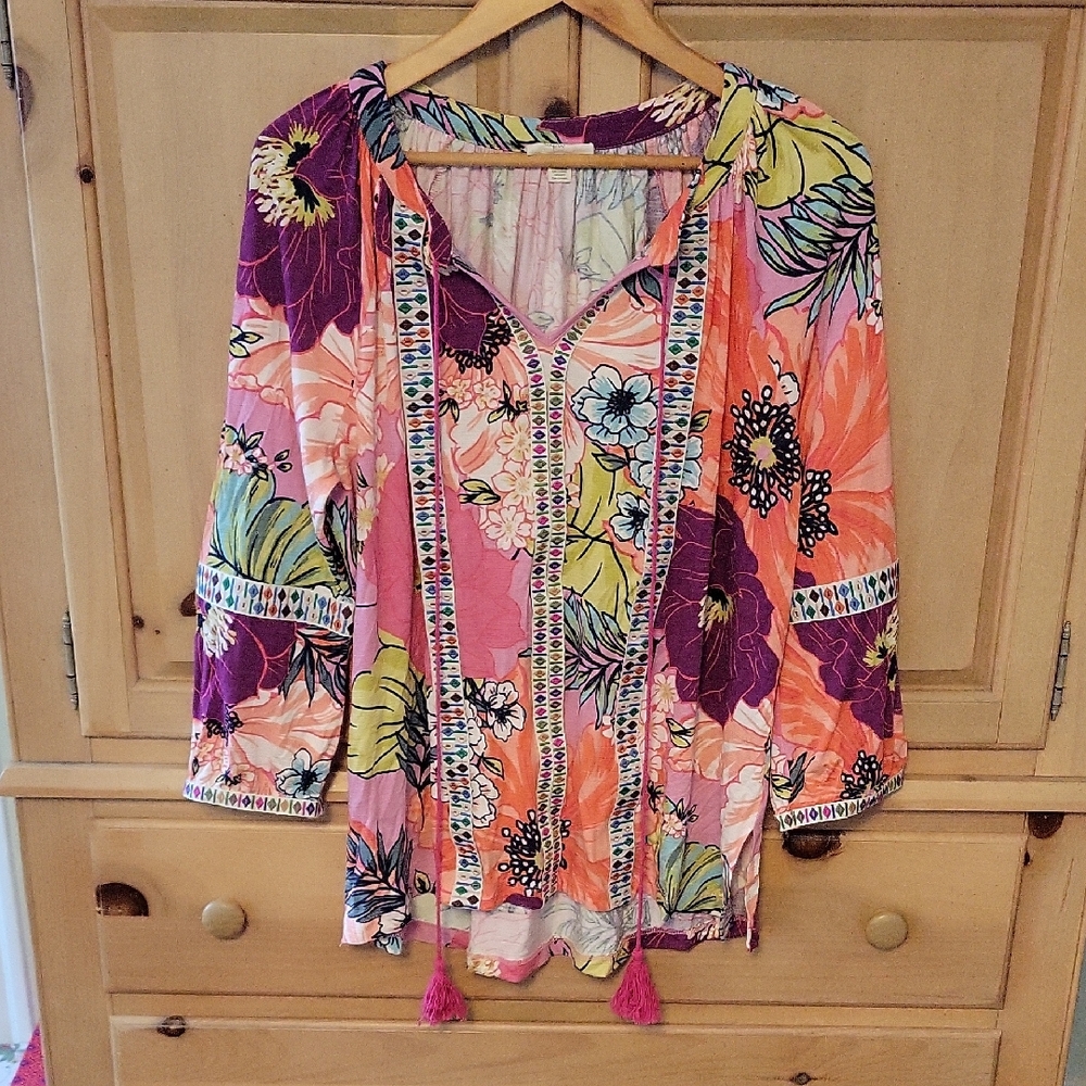 Cupio Tropical 3/4 Sleeve Blouse
